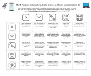 Roll & Respond Digital Drama, Cyberbullying and Social Media SEL Bingo Game
