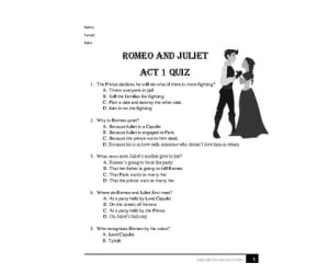 Romeo and Juliet Act 1 Quiz – 12 Questions