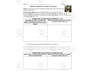 Romeo and Juliet Act 2, Scenes 1-2 | Double Entry Journals