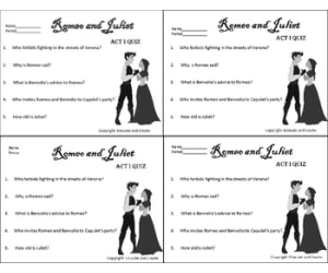 Romeo and Juliet Quizzes Acts 1-5