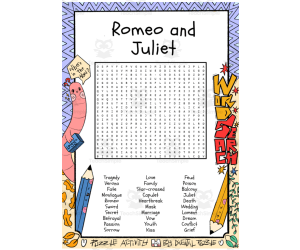 Romeo and Juliet word search puzzle worksheet activity
