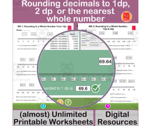 Rounding decimals to the nearest whole number, 1/10th or 1/100th