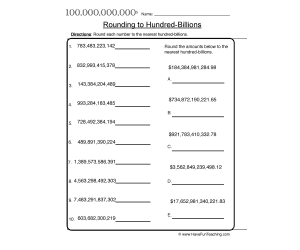 Rounding to Hundred Billions Worksheet