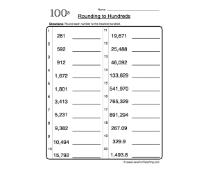 Rounding to Hundreds Worksheet