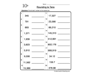 Rounding to Tens Worksheet
