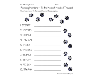 Rounding to the Nearest Hundred Thousand Worksheet