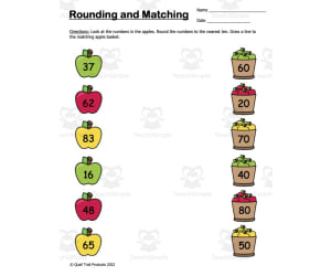 Rounding to the Nearest Ten-Apple Theme