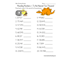 Rounding to the Nearest Ten Thousand Worksheet