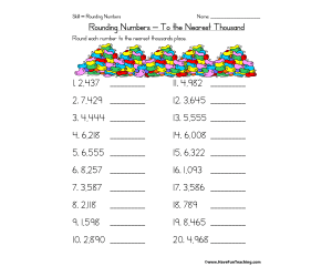 Rounding to the Nearest Thousand Worksheet