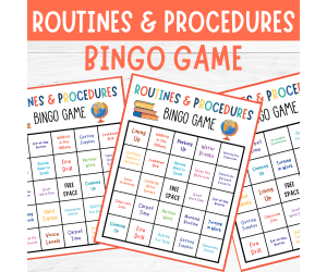 Routines & Procedures Bingo, Back to school Classroom rules Game