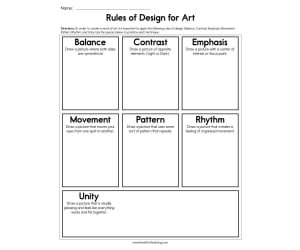 Rules of Design for Art Worksheet