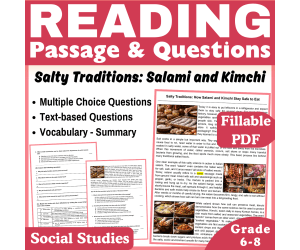 Salami and Kimchi: Social Studies Reading Passage (Fillable PDF)