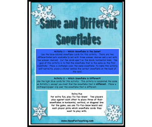 Same and Different Snowflakes Opposites Activity