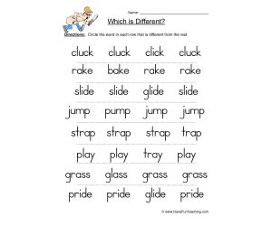 Same Different Blend Words Worksheet