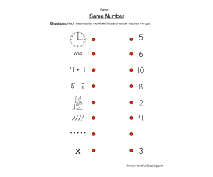 Same Number Worksheet