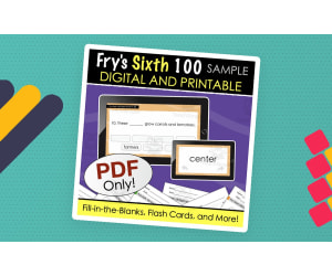 SAMPLE Fry's Sixth 100 Sight Words - Digital and Printable Quiz