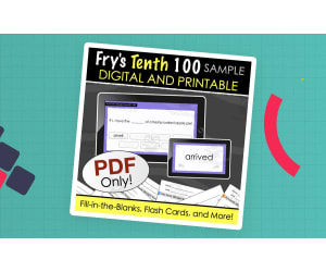 SAMPLE Fry's Tenth 100 Sight Words - Digital and Printable Quiz