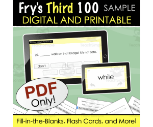 SAMPLE Fry's Third 100 Sight Words - Digital and Printable Quiz