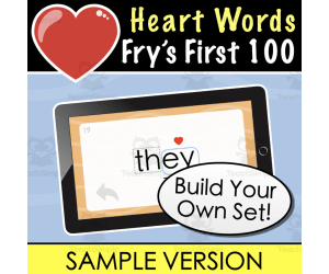 SAMPLE Heart Words | Fry’s First 100 | Build Your Own Flash Cards Set