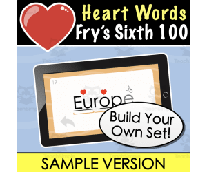 SAMPLE Heart Words | Fry’s Sixth 100 | Build Your Own Flash Cards Set