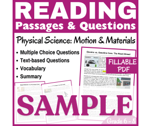 SAMPLE hysical Science Reading Passage: Electric Cars (FILLABLE PDF)