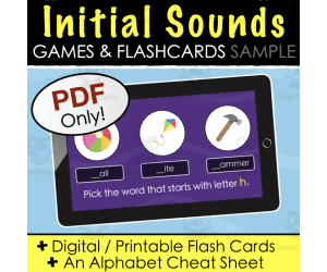 SAMPLE Initial Beginning Sounds - Digital Quiz and Flash Cards + Print