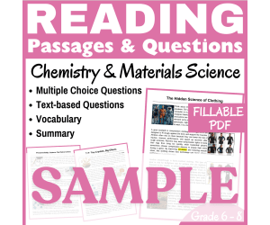 SAMPLE Reading Passage. Chemistry & Materials Science (FILLABLE PDF)