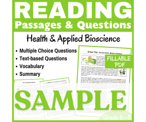 SAMPLE Reading Passage: Health & Applied Bioscience (FILLABLE PDF)