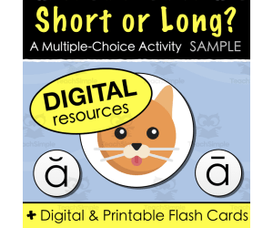 SAMPLE Short or Long Vowel? Multiple Choice + Digital & Flashcards