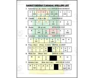 Saskatchewan (Canada) Spelling List