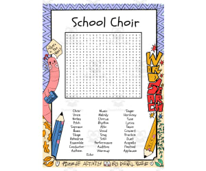 School Choir word search puzzle worksheet activity