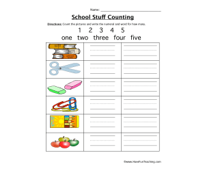 School Counting Worksheet