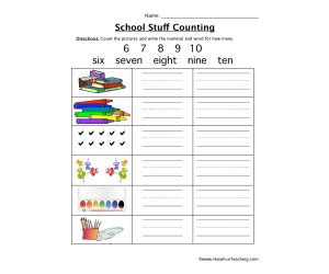 School Stuff Counting Worksheet