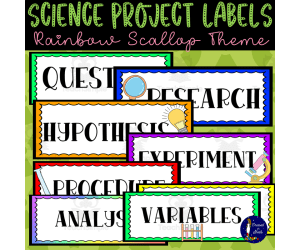 Science Project Labels Rainbow Scallop Theme