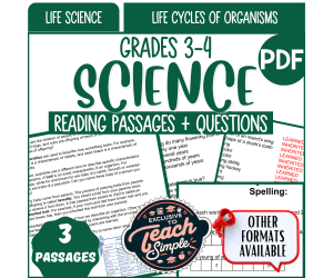 Science Reading Comprehension: Life Cycles of Organisms (PDF)
