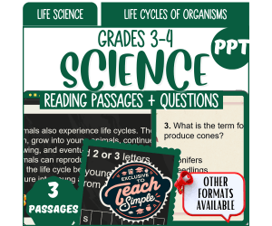 Science Reading Comprehension on Life Cycles of Organisms (PPT)