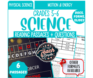 Science Reading Comprehension on Motion and Energy (Google Drive)