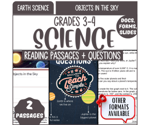 Science Reading Comprehension on Objects in the Sky (Google Drive)