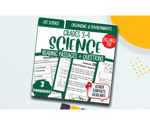 Science Reading Comprehension: Organisms and Environments Fillable PDF