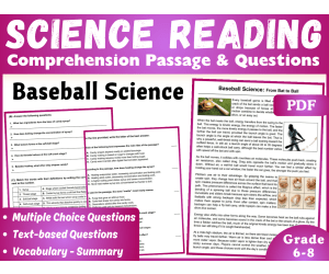 Science Reading Comprehension Passage: Baseball Science (PDF)