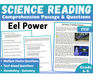 Science Reading Comprehension Passage: Eel Power (PDF)