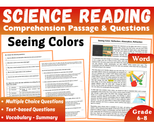 Science Reading Comprehension Passage: Seeing Color (Word)