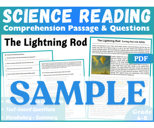 Science Reading Comprehension Passage: The Lightning Rod. SAMPLE