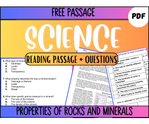 Science Reading Passage 37: Properties of Rocks and Minerals PDF