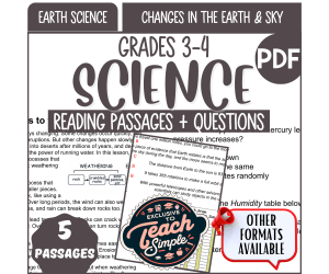 Science Reading Passages on Changes in the Earth and Sky (PDF)