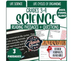 Science Reading Passages on Life Cycles of Organisms (Google Drive)