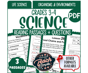 Science Reading Passages on Organisms and Environments (PDF)