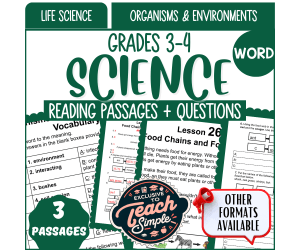 Science Reading Passages on Organisms and Environments (Word)