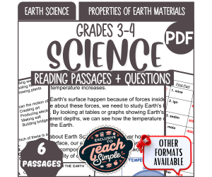 Science Reading Passages on Properties of Earth Materials (PDF)