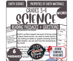 Science Reading Passages on Properties of Earth Materials (Word)